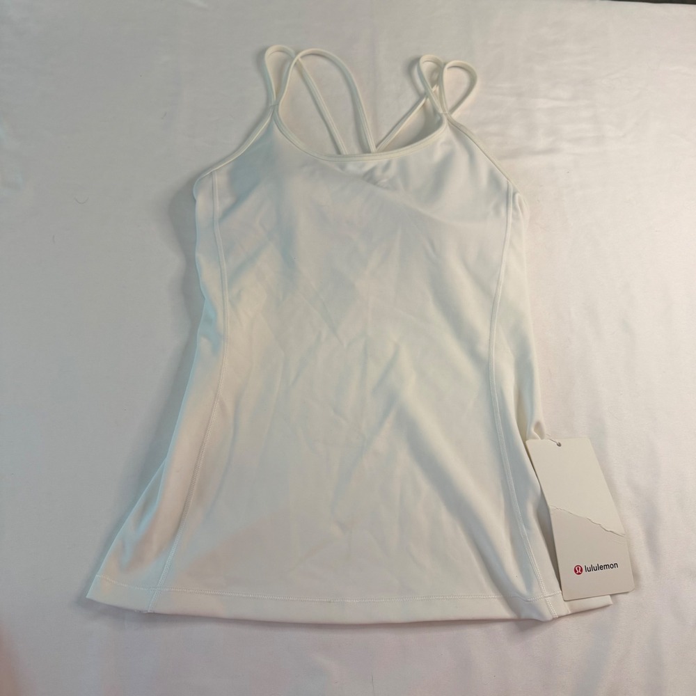 Lululemon Free to Be Tank Everlux White LW1BTPS Strappy Yoga Top Size 4 Active